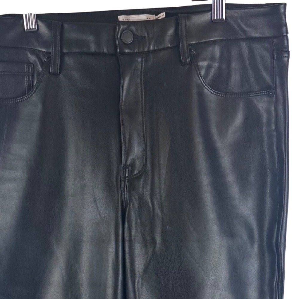 Good American Faux Leather Pants Women 12/31 Black Flare High Rise GLCMB000T